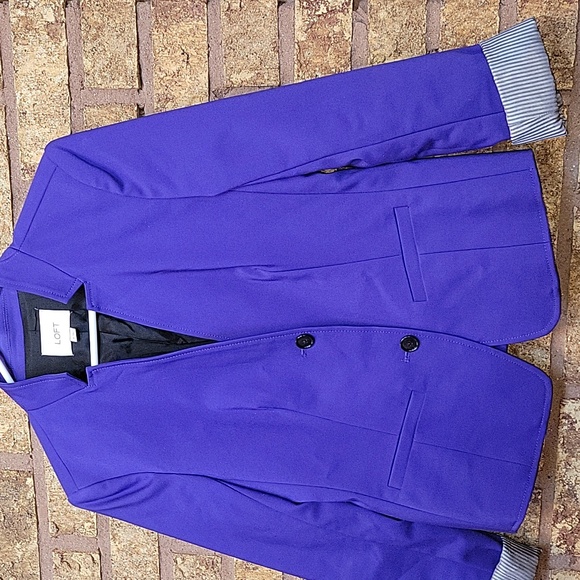 LOFT Purple Button Blazer Size 4 - Picture 4 of 11
